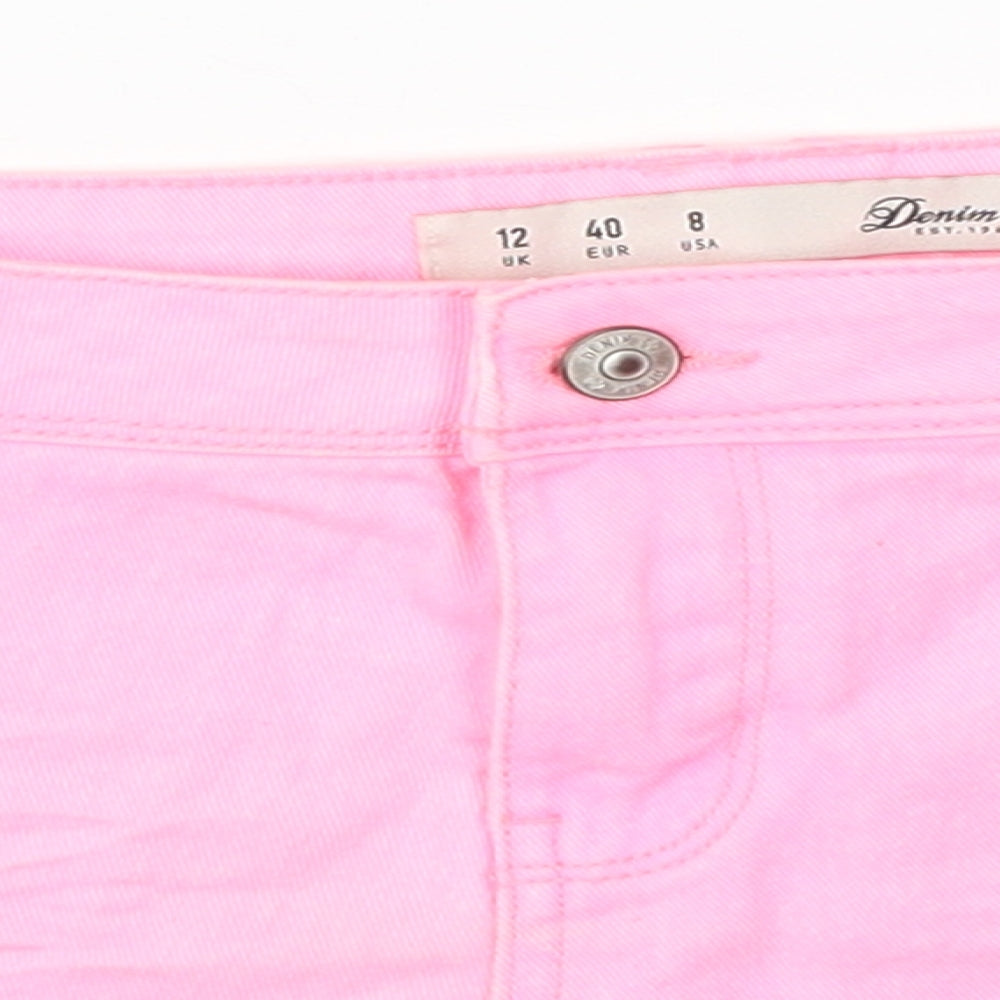 Denim Co Womens Pink  Cotton Hot Pants Shorts Size 12  Regular Button
