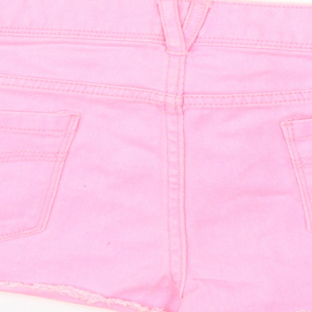 Denim Co Womens Pink  Cotton Hot Pants Shorts Size 12  Regular Button