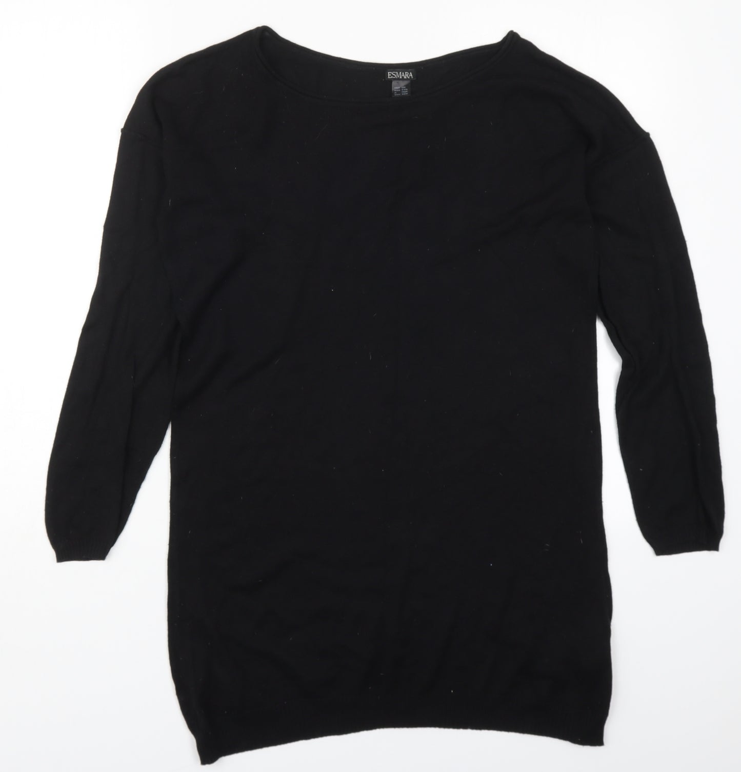 ESMARA Womens Black Round Neck  Acrylic Pullover Jumper Size 14