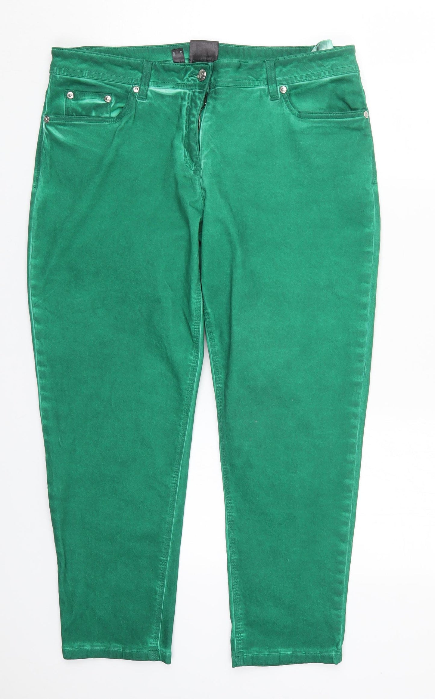 BPC Womens Green  Cotton Cropped Jeans Size 16 L25 in Regular Button