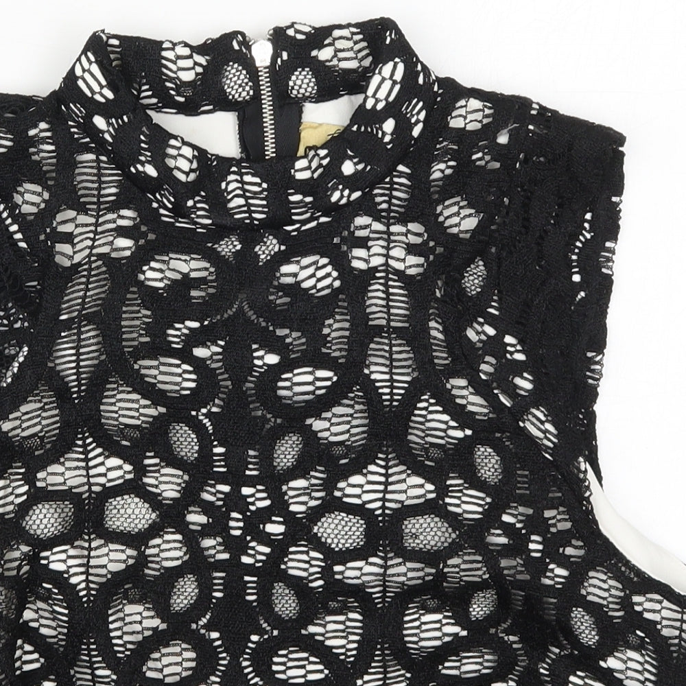 Lipsy Womens Black  Polyester Basic Tank Size 14 Round Neck