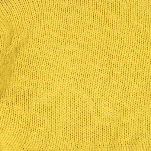 In Vogue Womens Yellow Round Neck Geometric Acrylic Pullover Jumper One Size