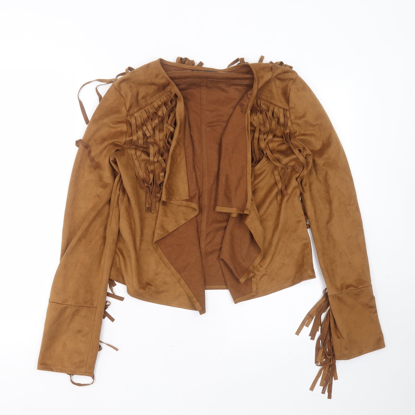 Quiz Womens Brown   Jacket  Size 12   - fringe detail