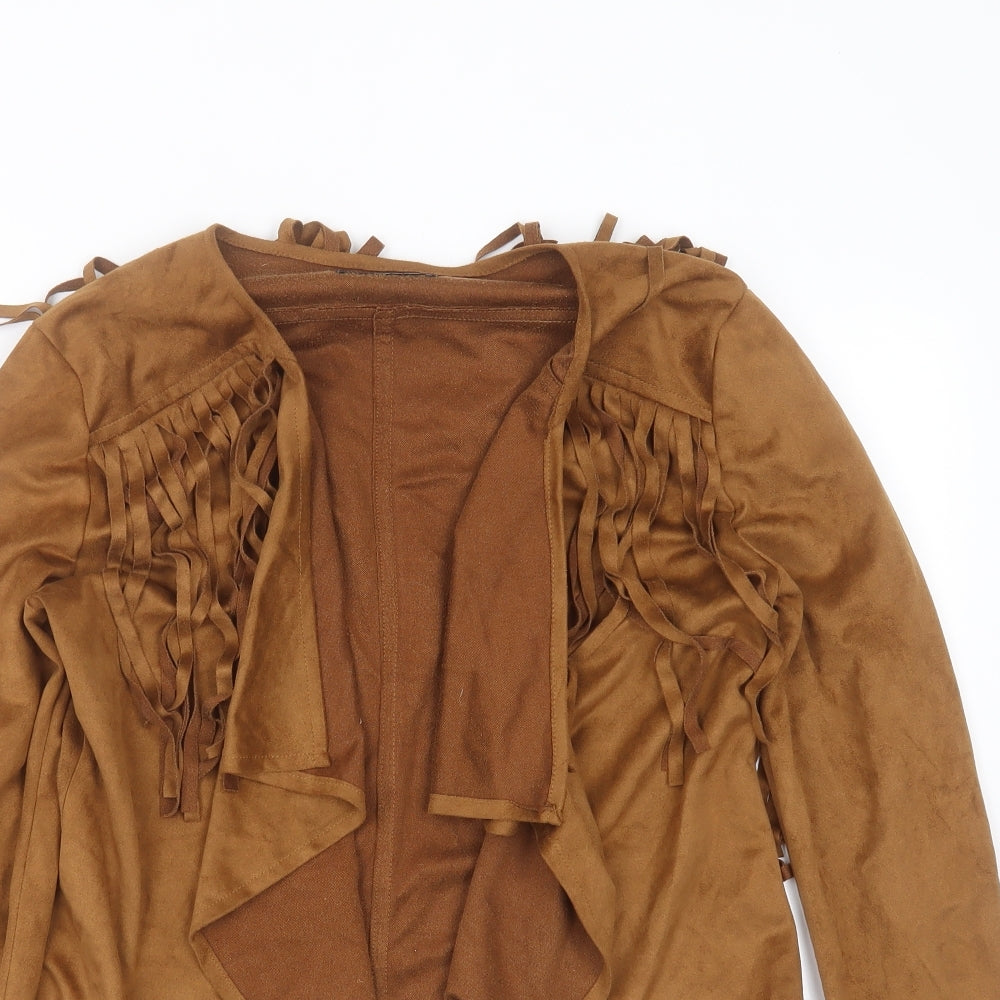 Quiz Womens Brown   Jacket  Size 12   - fringe detail