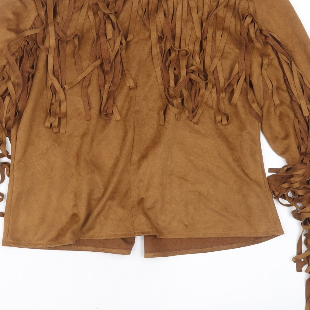 Quiz Womens Brown   Jacket  Size 12   - fringe detail