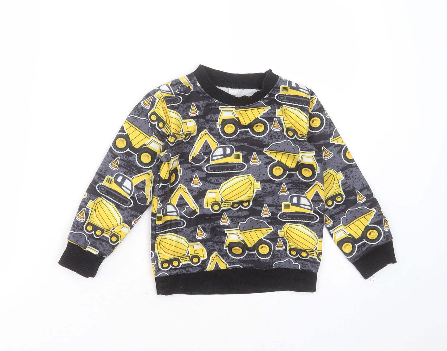 Preworn Boys Black  Polyester Pullover Sweatshirt Size 3-4 Years   - digger print