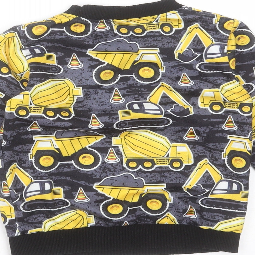 Preworn Boys Black  Polyester Pullover Sweatshirt Size 3-4 Years   - digger print