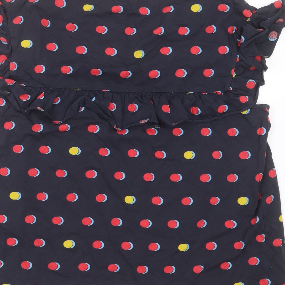 NEXT Womens Blue Polka Dot Cotton Basic T-Shirt Size 20 Round Neck