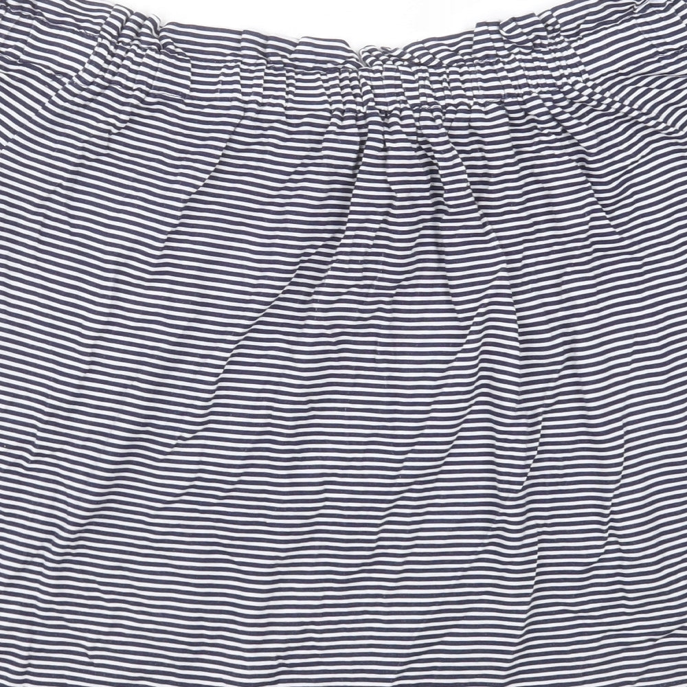 Primark Womens Blue Striped Viscose Basic T-Shirt Size 18 Round Neck