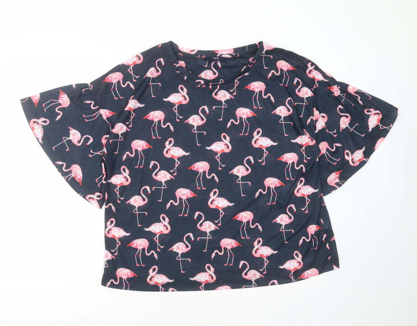 NEXT Womens Blue  Polyester Basic T-Shirt Size 18 Round Neck - flamingo