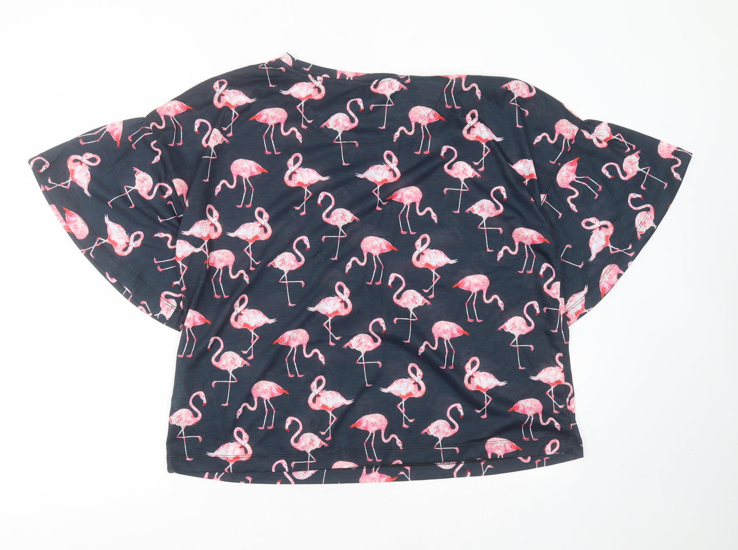 NEXT Womens Blue  Polyester Basic T-Shirt Size 18 Round Neck - flamingo