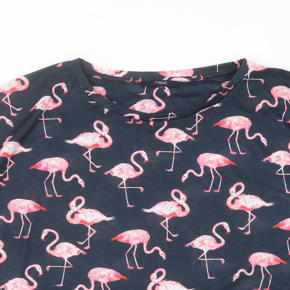 NEXT Womens Blue  Polyester Basic T-Shirt Size 18 Round Neck - flamingo