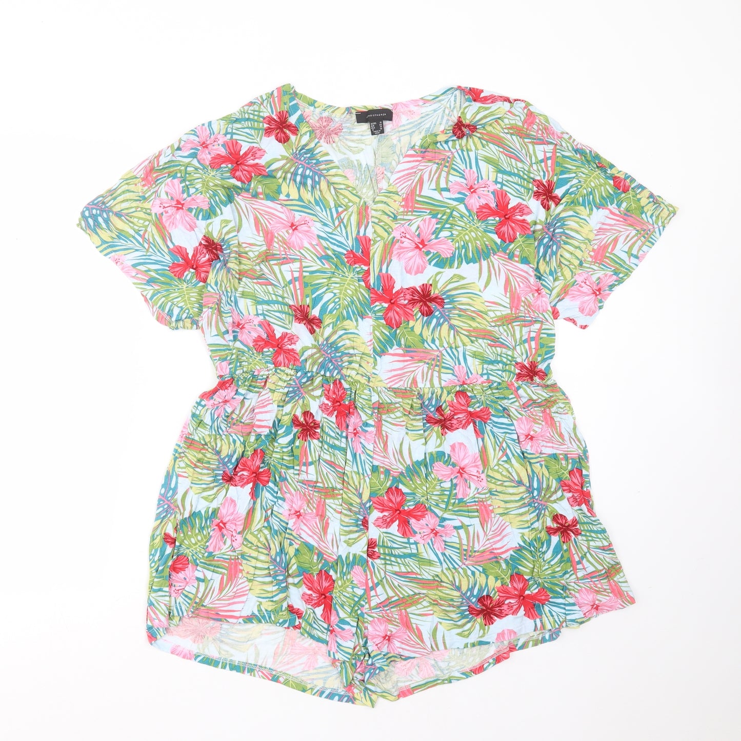Primark Womens Multicoloured Floral Viscose Playsuit One-Piece Size 18