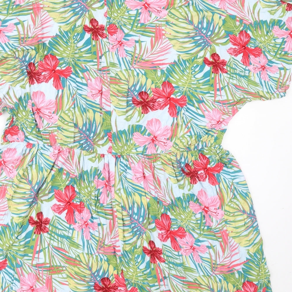 Primark Womens Multicoloured Floral Viscose Playsuit One-Piece Size 18
