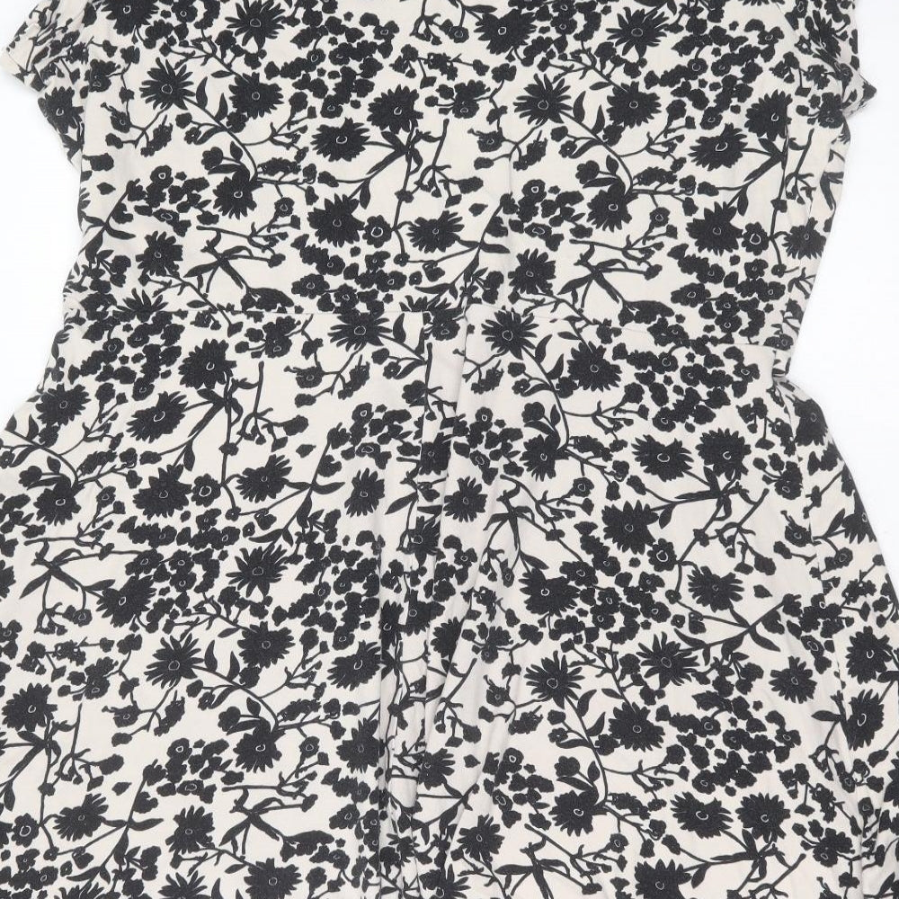 Dorothy Perkins Womens Beige Floral Cotton T-Shirt Dress  Size 20  Round Neck
