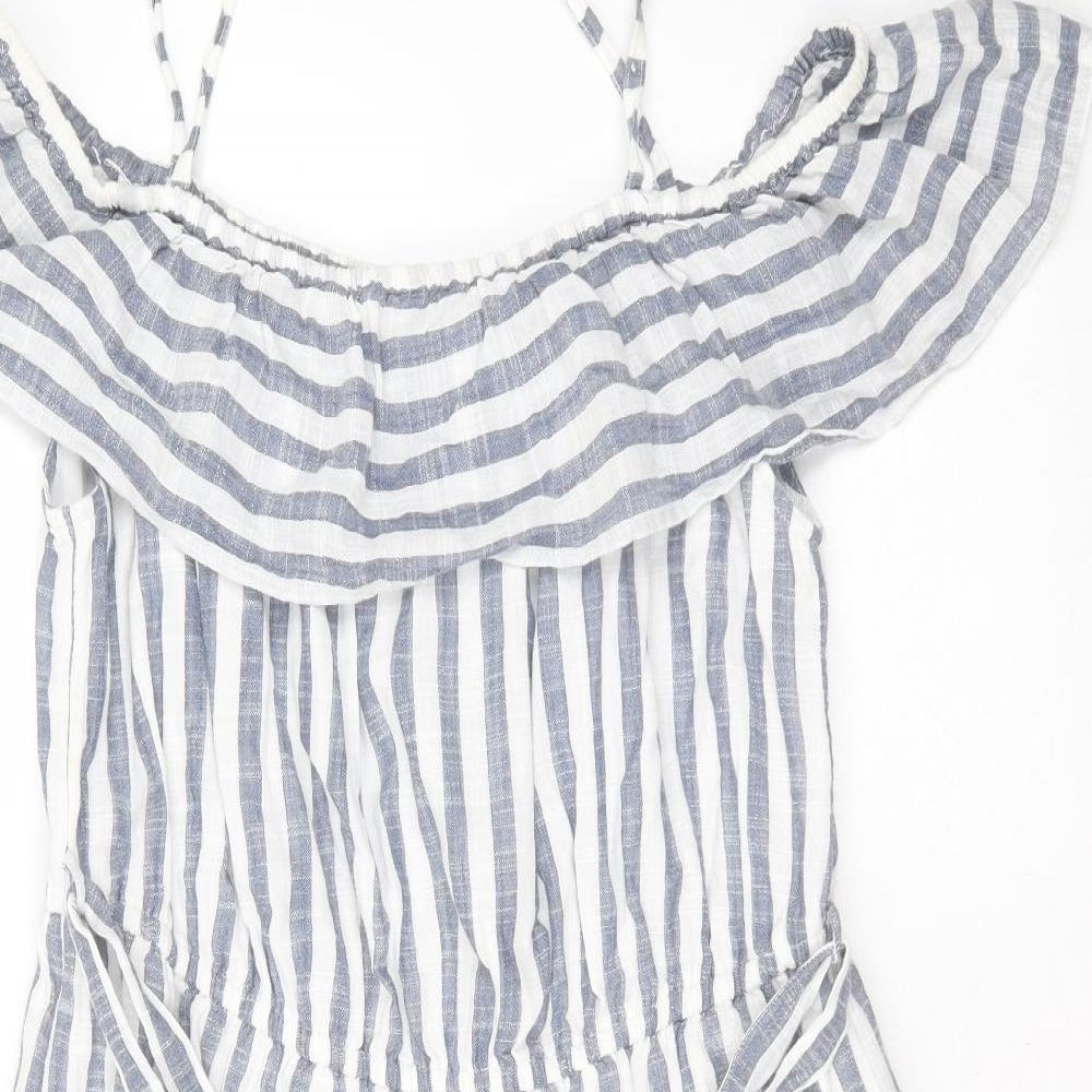 George Womens Blue Striped Cotton Shift  Size 16  Round Neck