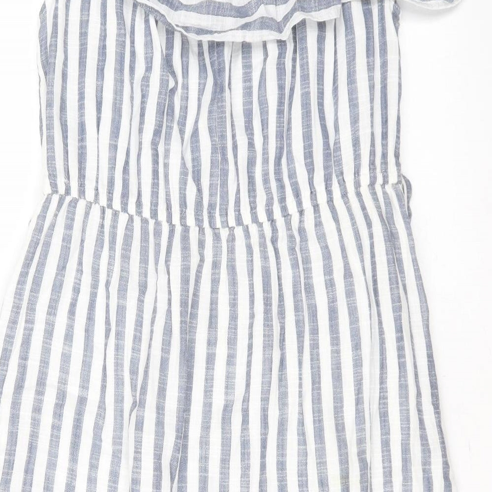 George Womens Blue Striped Cotton Shift  Size 16  Round Neck