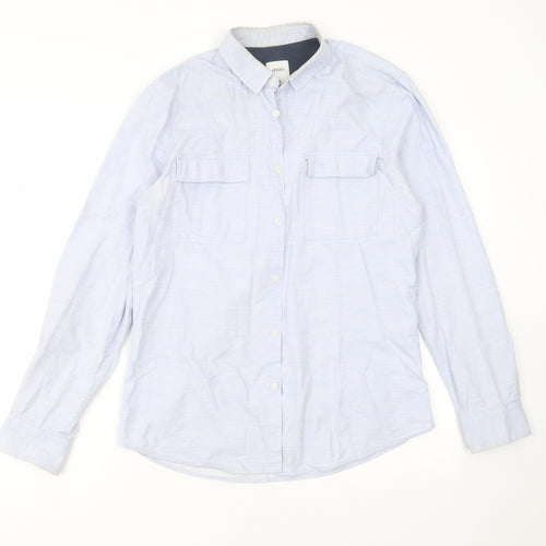 Burton Mens Blue  Cotton  Button-Up Size M Collared Button
