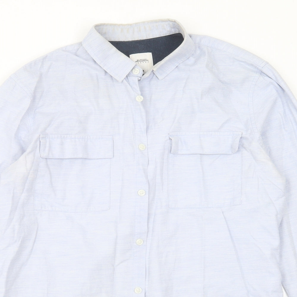 Burton Mens Blue  Cotton  Button-Up Size M Collared Button