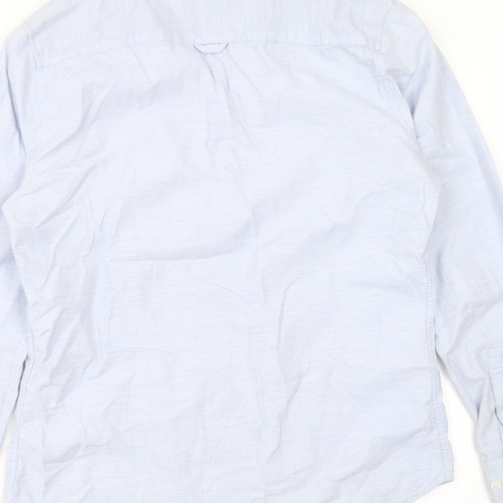 Burton Mens Blue  Cotton  Button-Up Size M Collared Button