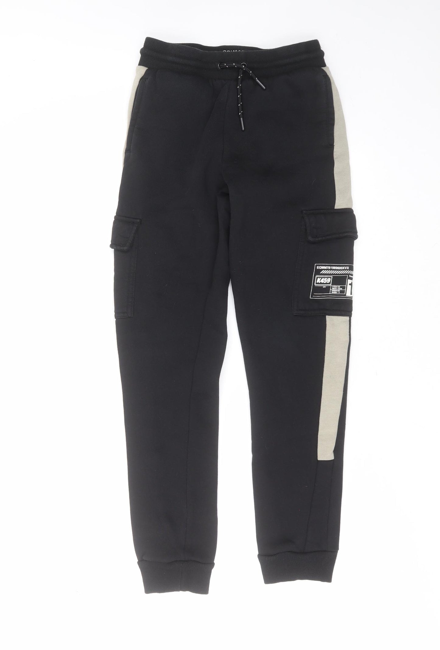 Primark Boys Black  Cotton Jogger Trousers Size 11-12 Years  Regular Drawstring