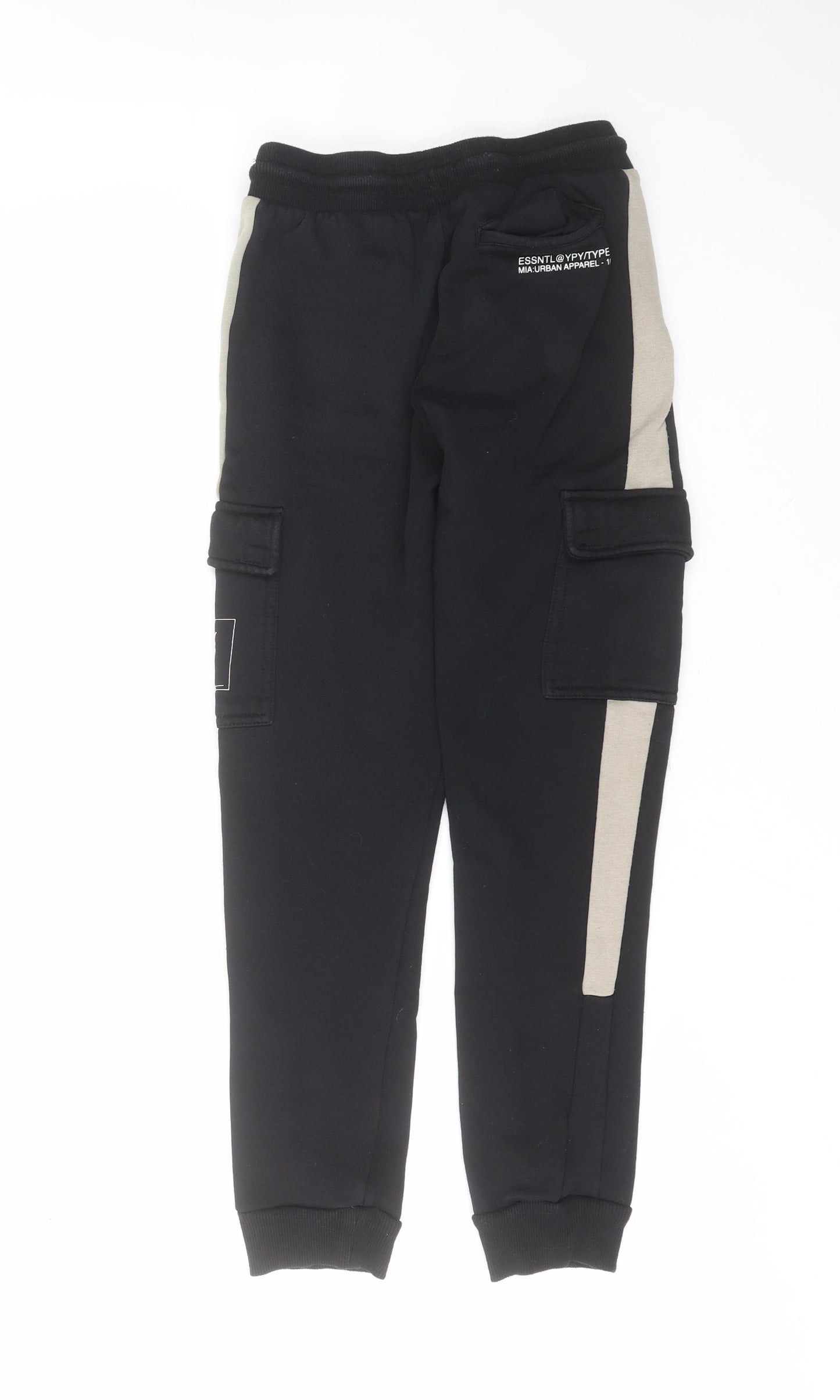 Primark Boys Black  Cotton Jogger Trousers Size 11-12 Years  Regular Drawstring