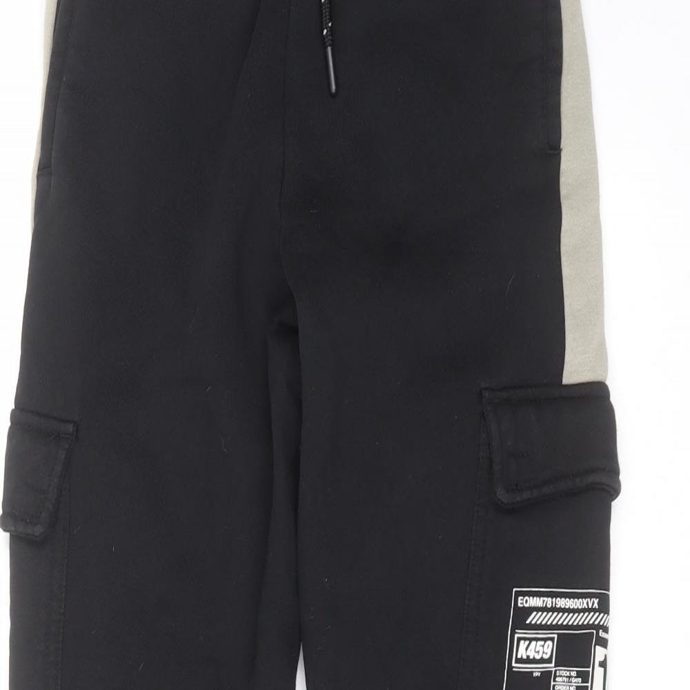 Primark Boys Black  Cotton Jogger Trousers Size 11-12 Years  Regular Drawstring