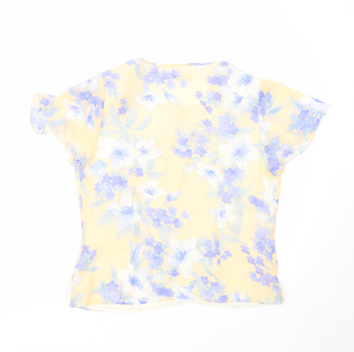 Jaques Vert Womens Ivory Floral Polyester Basic Blouse Size 12 Round Neck - shoulder pads