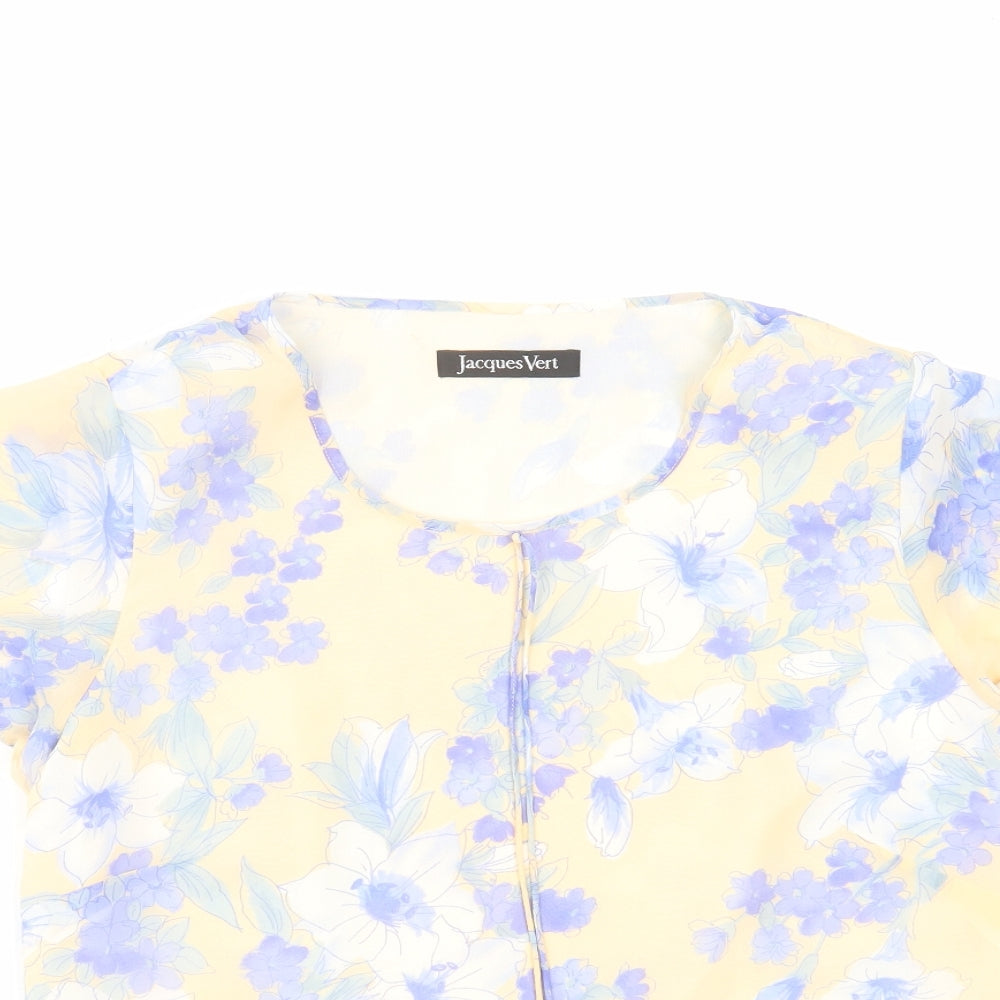 Jaques Vert Womens Ivory Floral Polyester Basic Blouse Size 12 Round Neck - shoulder pads