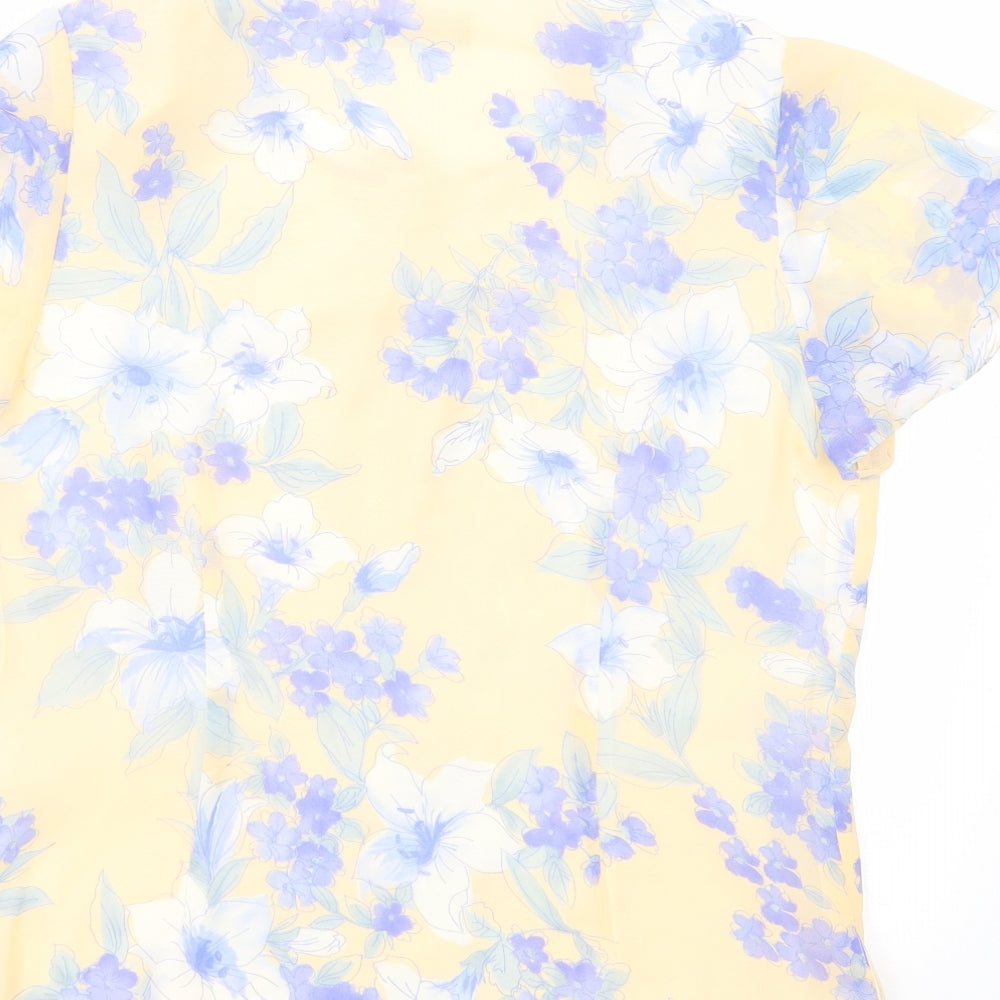 Jaques Vert Womens Ivory Floral Polyester Basic Blouse Size 12 Round Neck - shoulder pads