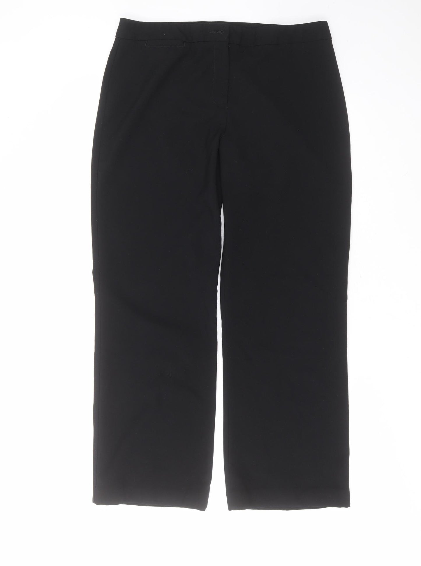 Marks and Spencer Womens Black  Polyester Trousers  Size 14 L28 in Regular