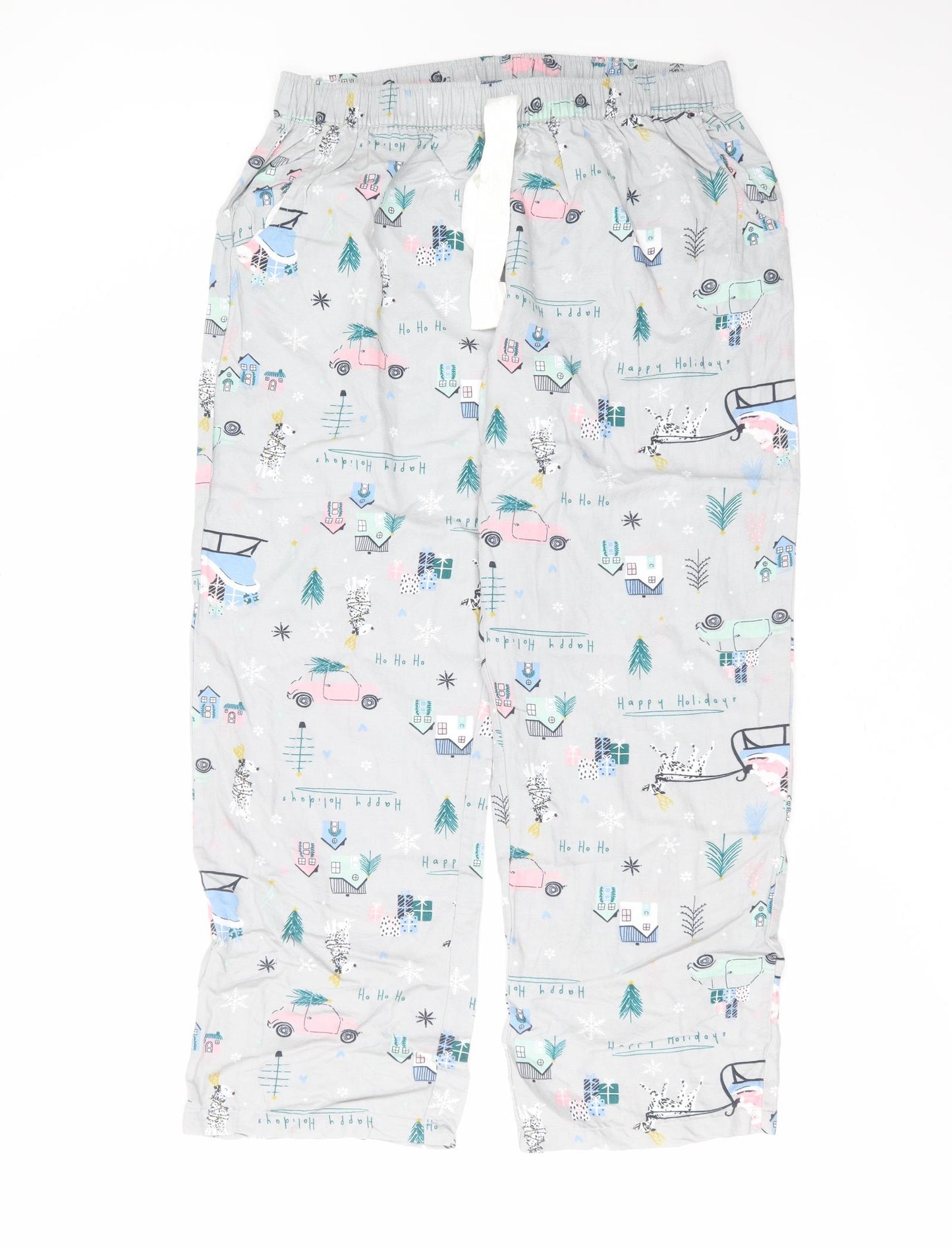 George Womens Grey Solid Cotton  Pyjama Pants Size 12   - christmas print