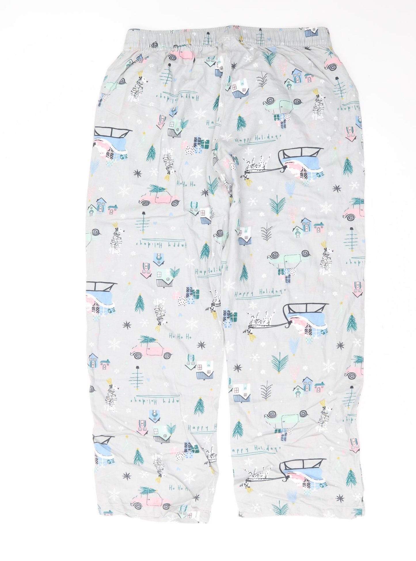 George Womens Grey Solid Cotton  Pyjama Pants Size 12   - christmas print