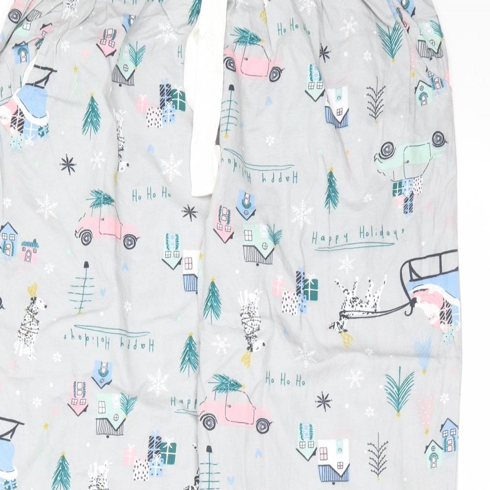 George Womens Grey Solid Cotton  Pyjama Pants Size 12   - christmas print