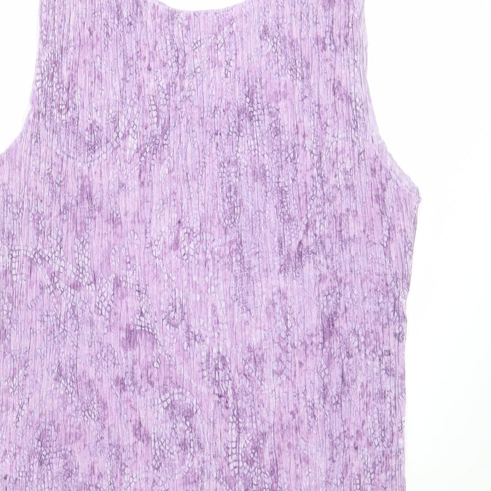 Marks and Spencer Womens Purple Animal Print Polyester Basic Blouse Size 16 Round Neck