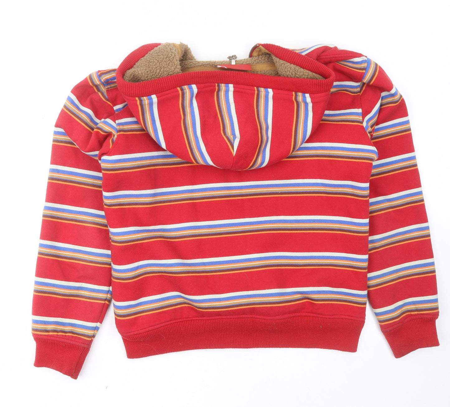 Animal Mens Red Striped Cotton Full Zip Hoodie Size M   - fleece lined