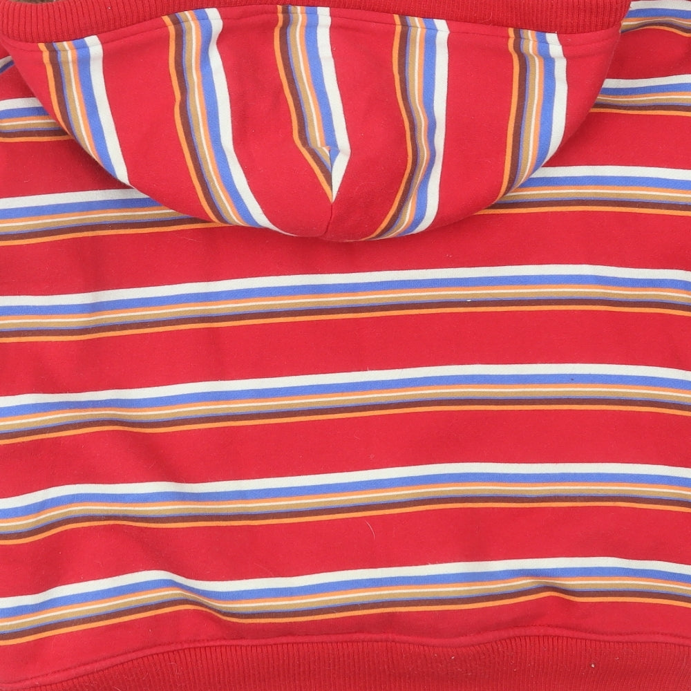 Animal Mens Red Striped Cotton Full Zip Hoodie Size M   - fleece lined