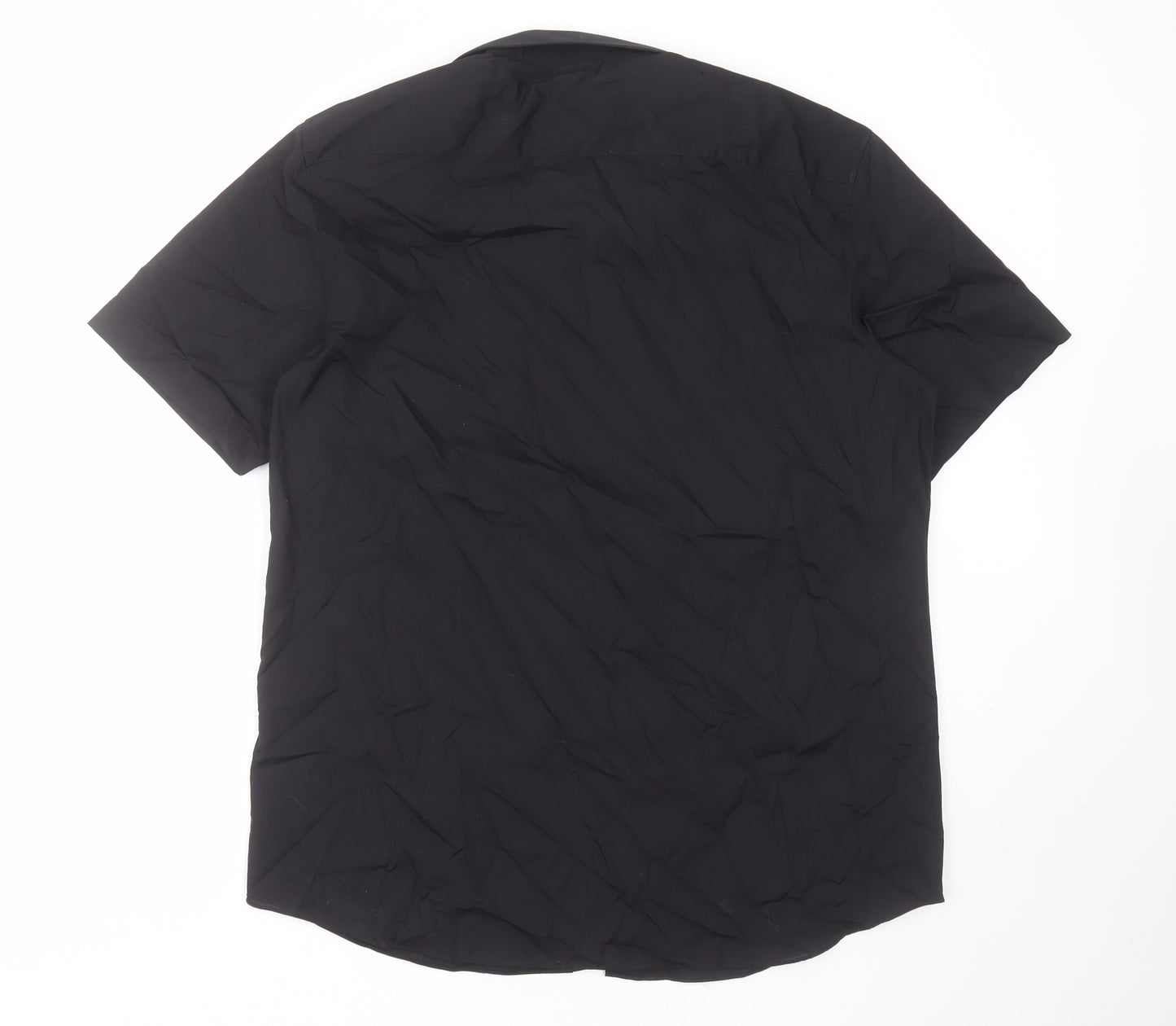 Taylor & Wright Mens Black  Polyester  Button-Up Size 16.5 Collared Button