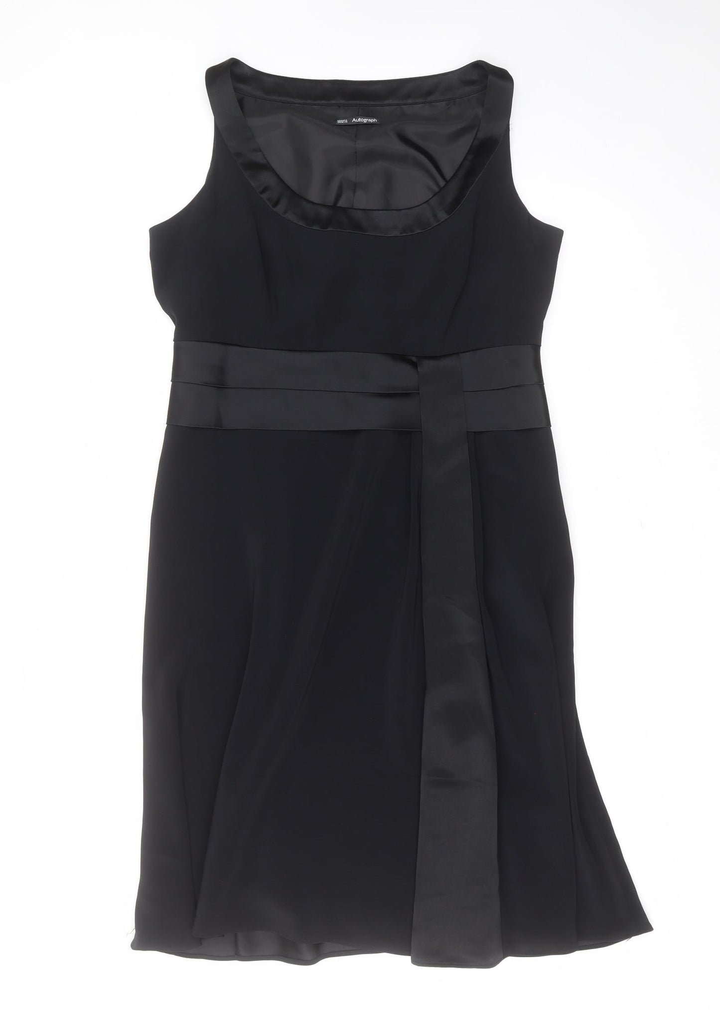 Marks and Spencer Womens Black  Acetate Shift  Size 16  Round Neck