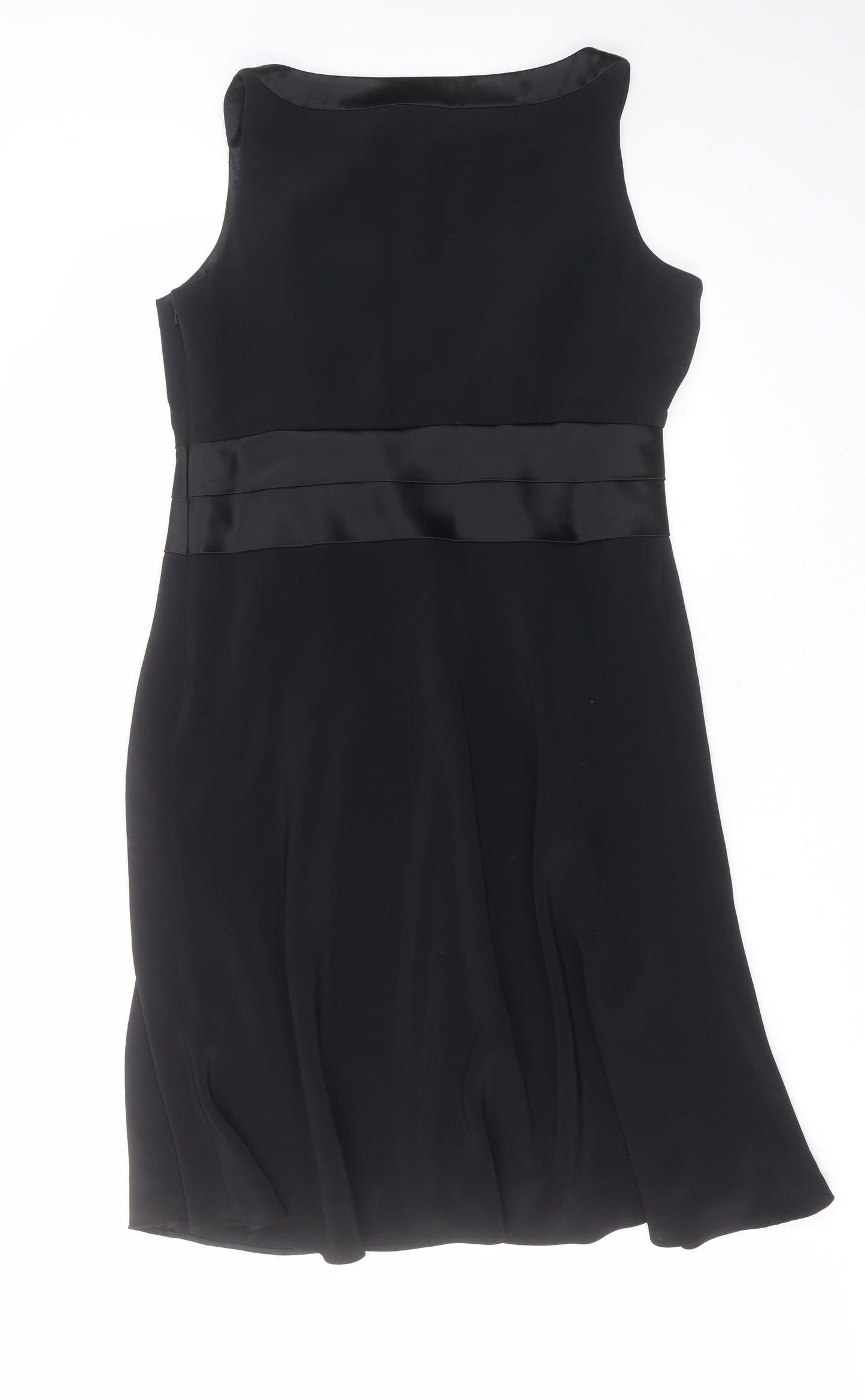 Marks and Spencer Womens Black  Acetate Shift  Size 16  Round Neck