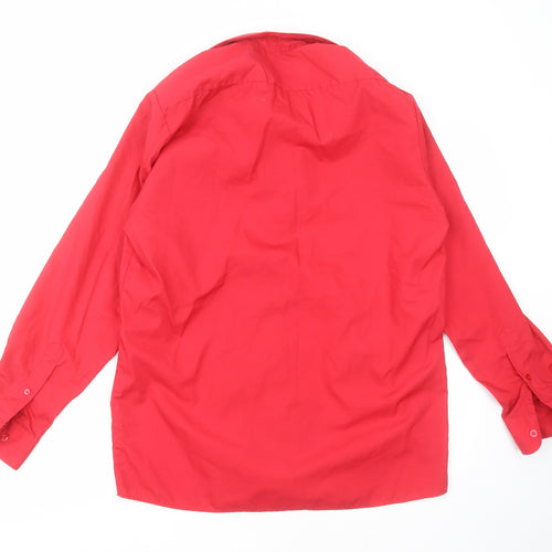 Banner Mens Red  Polyester  Button-Up Size 15 Collared Button