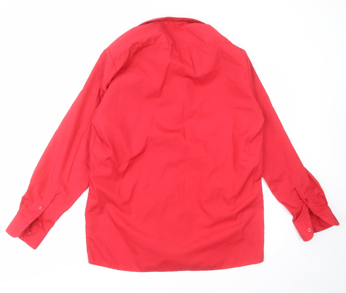 Banner Mens Red  Polyester  Button-Up Size 15 Collared Button