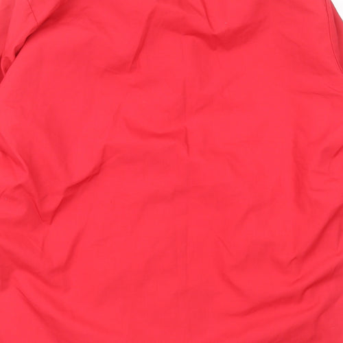 Banner Mens Red  Polyester  Button-Up Size 15 Collared Button