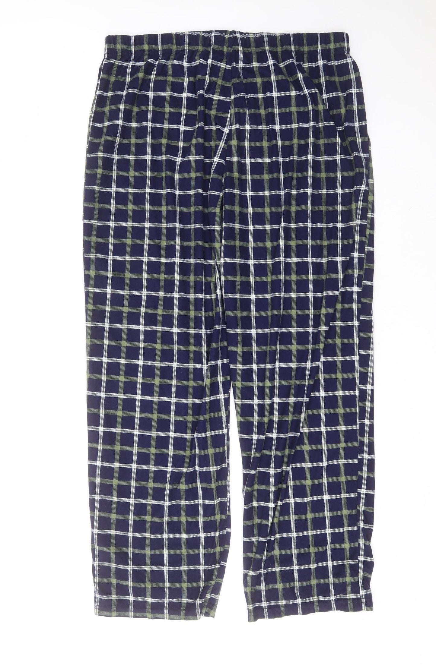F&F Mens Blue Check Polyester  Pyjama Pants Size XL