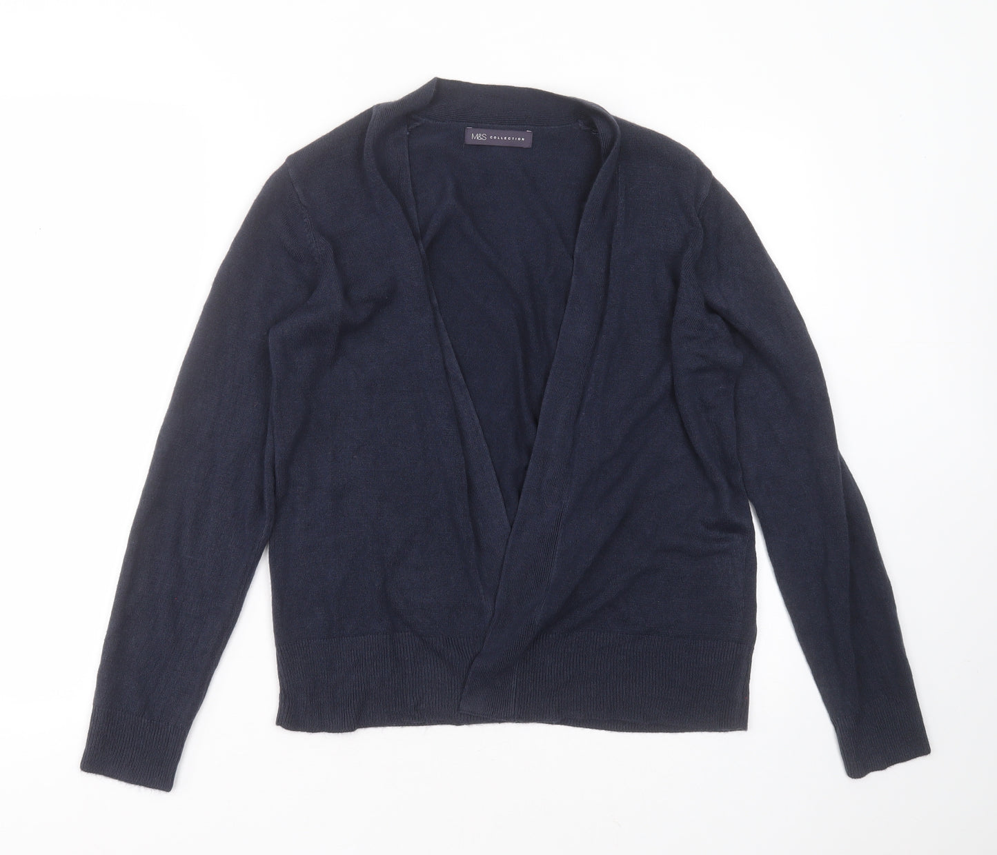 Marks and Spencer Womens Blue V-Neck  Acrylic Cardigan Jumper Size M