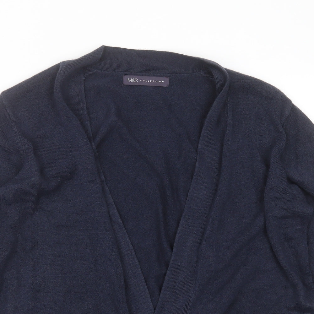 Marks and Spencer Womens Blue V-Neck  Acrylic Cardigan Jumper Size M
