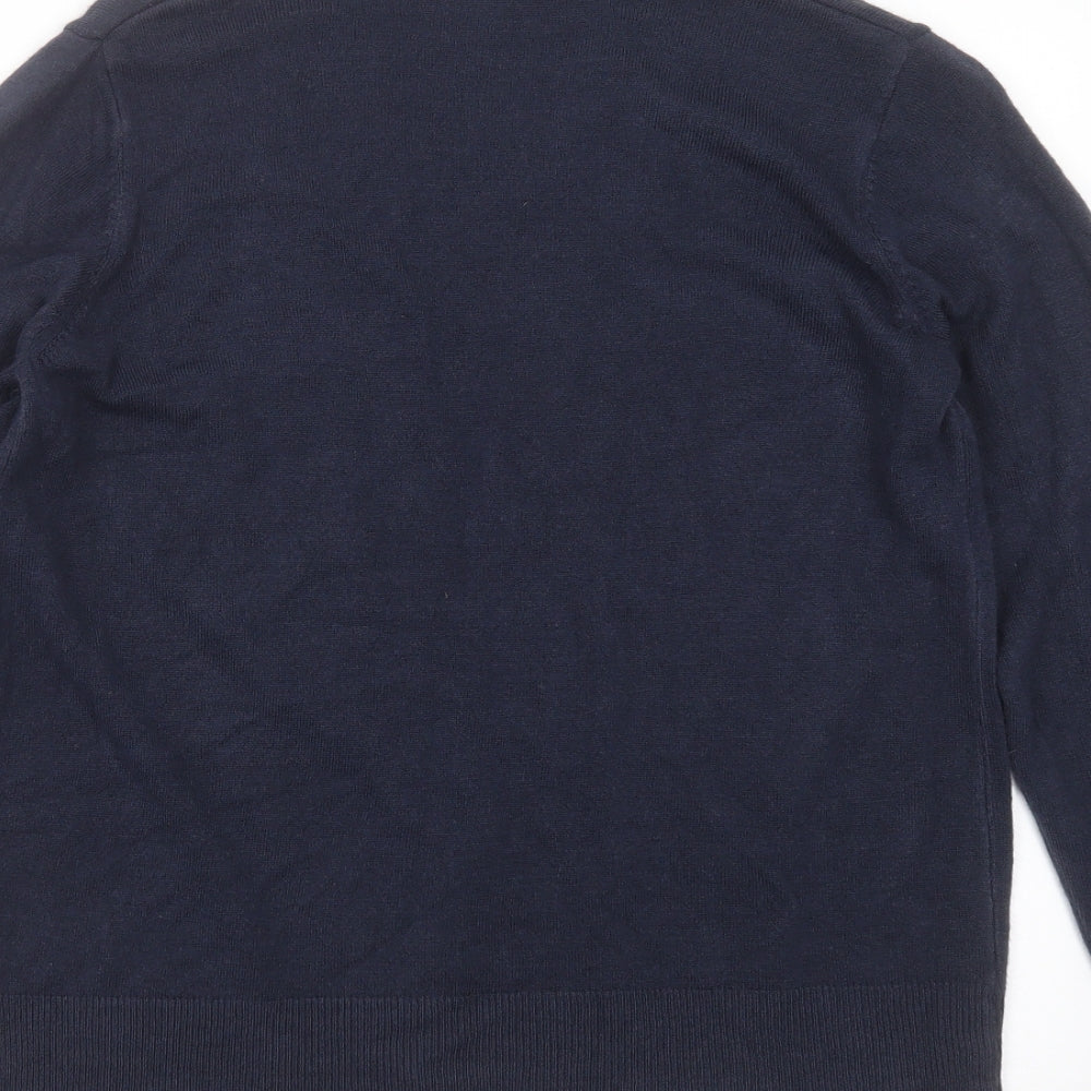Marks and Spencer Womens Blue V-Neck  Acrylic Cardigan Jumper Size M