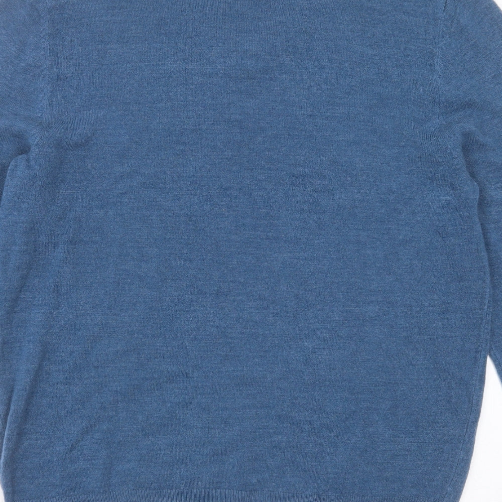 Marks and Spencer Mens Blue V-Neck  Acrylic Pullover Jumper Size M