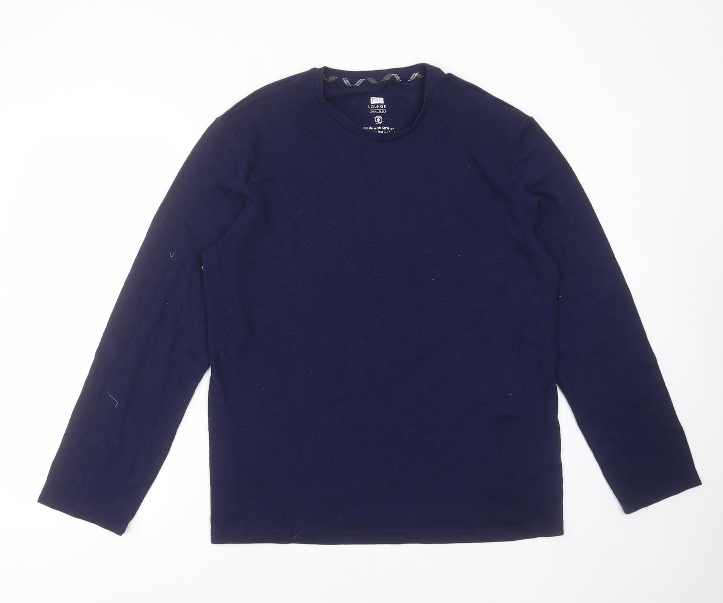 F&F Mens Blue Solid Cotton  Pyjama Top Size XL