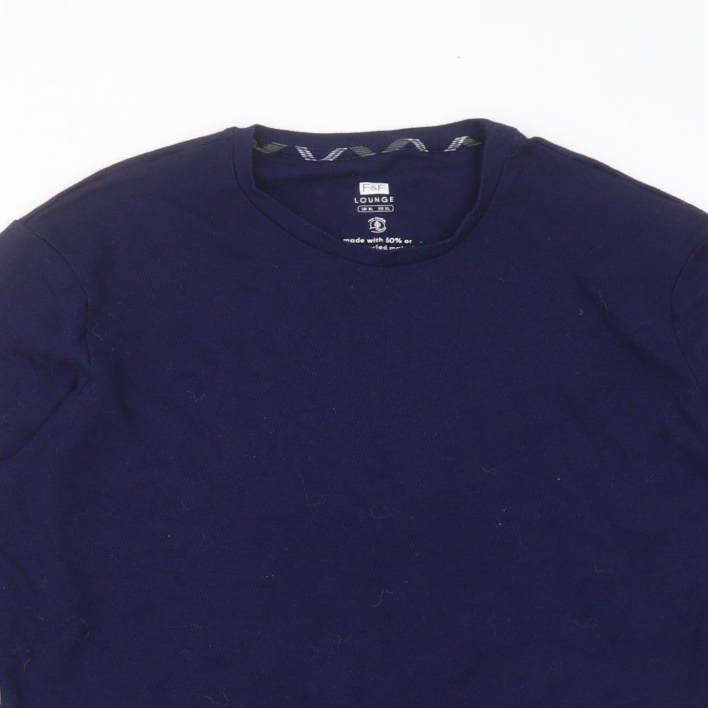F&F Mens Blue Solid Cotton  Pyjama Top Size XL